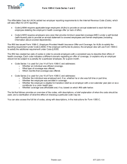 Form 1095-C Code Series 1 and 2 The Affordable Care Act (ACA