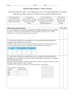 Student Progress Report – Direct Variation This