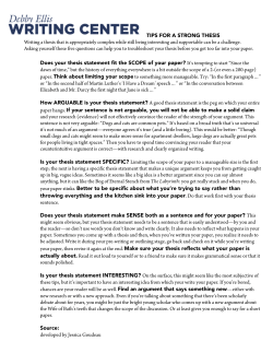Tips for a strong thesis - Southwestern University
