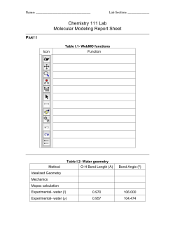 Chemistry 111 Lab Molecular Modeling Report Sheet