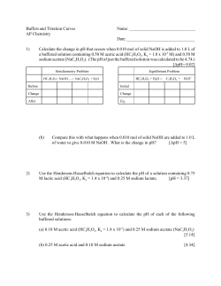 Buffers and Titration Curves Name: AP Chemistry Date: 1) Calcul