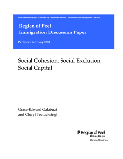 Social Cohesion, Social Exclusion, Social Capital