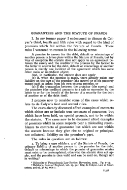 Guarantees and the Statute of Frauds