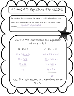 4.1 and 4.2 Equivalent Expressions
