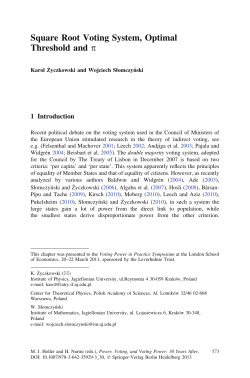 Square Root Voting System, Optimal Threshold and p
