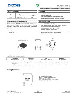 DMJ70H601SK3 Product Summary Description and Applications