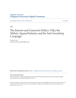 The Internet and Grassroots Politics: Nike, the Athletic Apparel