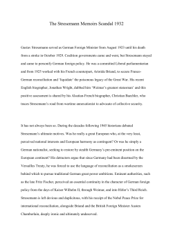 The Stresemann Memoirs Scandal 1932