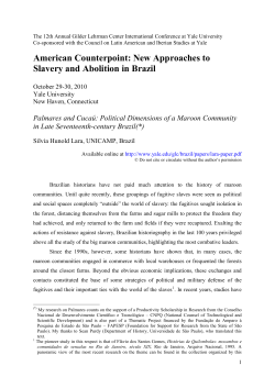 Palmares and Cuca&uacute;: Political Dimensions of a Maroon Community