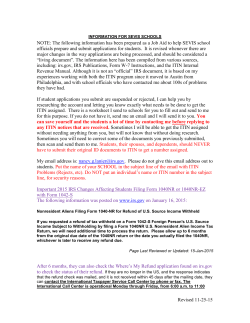 Latest ITIN Information from IRS