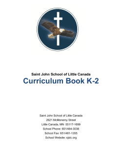 Curriculum Book K-2 - Saint John School of Little Canada