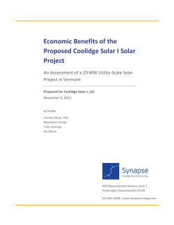 Economic Benefits of the Proposed Coolidge Solar I Solar Project