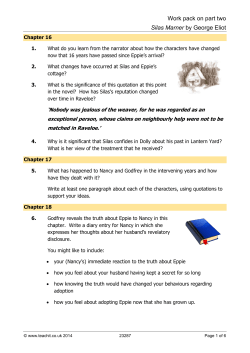 Work pack on part two Silas Marner by George Eliot
