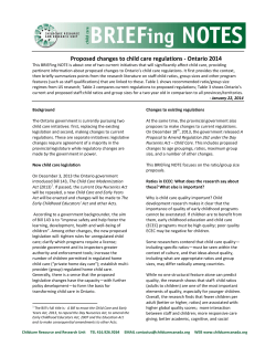Proposed changes to child care regulations