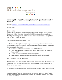 Transcript for NCSBN Learning Extension`s Question Dissection