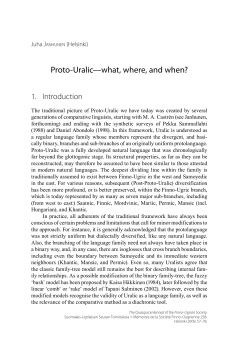 Proto-Uralic&mdash;what, where, and when? - Suomalais
