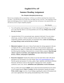 English II Pre-AP Summer Reading Assignment