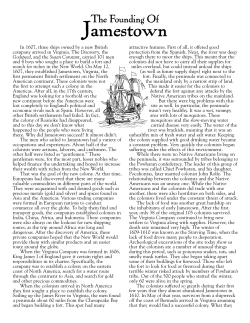 Jamestown - Reproducible Information - Music K-8