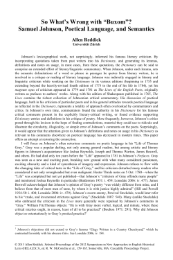 So What`s Wrong with &ldquo;Buxom&rdquo;? Samuel Johnson, Poetical