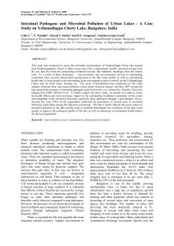 Intestinal Pathogens and Microbial Pollution of Urban Lakes