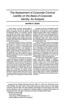The Assessment of Corporate Criminal Liability on the Basis of