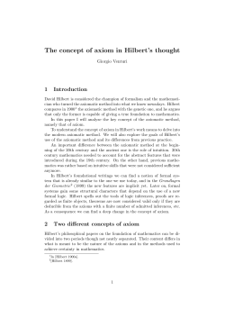 The concept of axiom in Hilbert`s thought