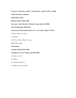 Concerts of Thursday, April 27, and Saturday, April 29, 2017, at 8