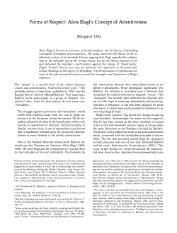 Forms of Respect: Alois Riegl`s Concept of