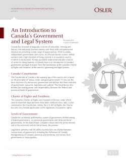 An Introduction to Canada`s Government and Legal System