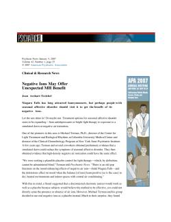 Negative Ions May Offer Unexpected MH Benefit