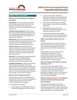 SHRA Performance Appraisal Policy Frequently Asked Questions