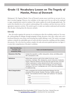 Grade 12 Vocabulary Lesson on The Tragedy of Hamlet, Prince of