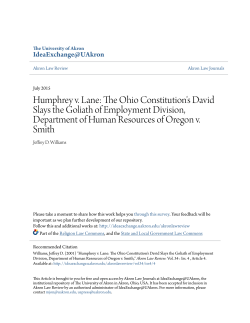 Humphrey v. Lane: The Ohio Constitution`s David Slays the Goliath