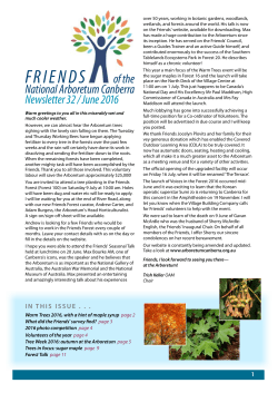 Newsletter 32, June 2016 - Friends of the National Arboretum