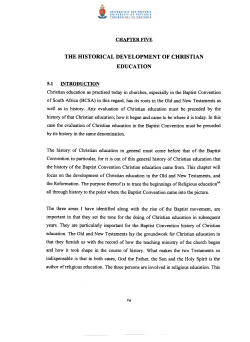 THE HISTORICAL DEVELOPMENT OF CHRISTIAN EDUCATION