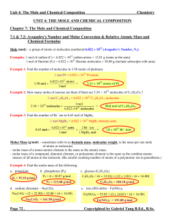 The Mole and Chemical Composition