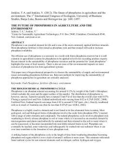 The future of phosphorus in agriculture and the environment
