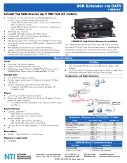 Extend four USB devices up to 200 feet