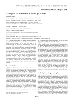 Noble gases and radiocarbon in natural gas hydrates