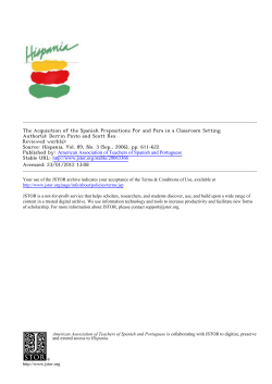 The Acquisition of the Spanish Prepositions Por and Para in a
