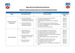 Learning Intentions and Success Criteria