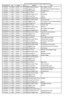 Schedule of Picnic Providers