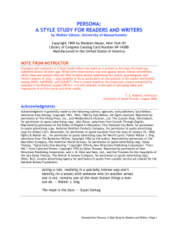 persona: a style study for readers and writers