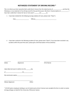 NOTARIZED STATEMENT OF DRIVING RECORD *