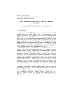 Does Negative Feedback Have an Effect on Language Acquisition?