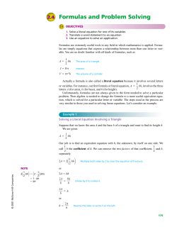 Formulas and Problem Solving