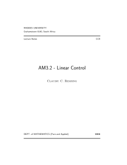 Linear Control - Rhodes University