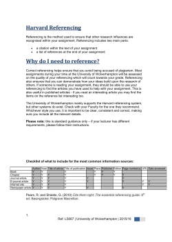 Harvard Referencing Why do I need to reference?