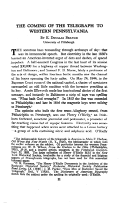the coming of the telegraph to western pennsylvania