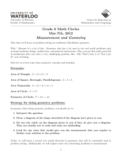 Grade 6 Math Circles Mar.7th, 2012 Measurement and